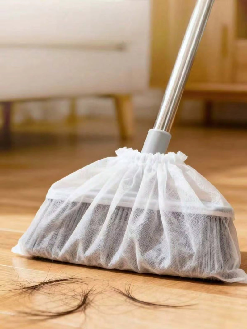 1/10/50/100pcs Disposable Broom Dust Cover, Non-Woven Fabric Household Sweeping Cleaning Cloth, Removes Hair And Lint, Wear-Resistant, Slouchy Floor Hair Cleaning Tool, Electrostatic Dusting Disposable Sticky Dust Bag