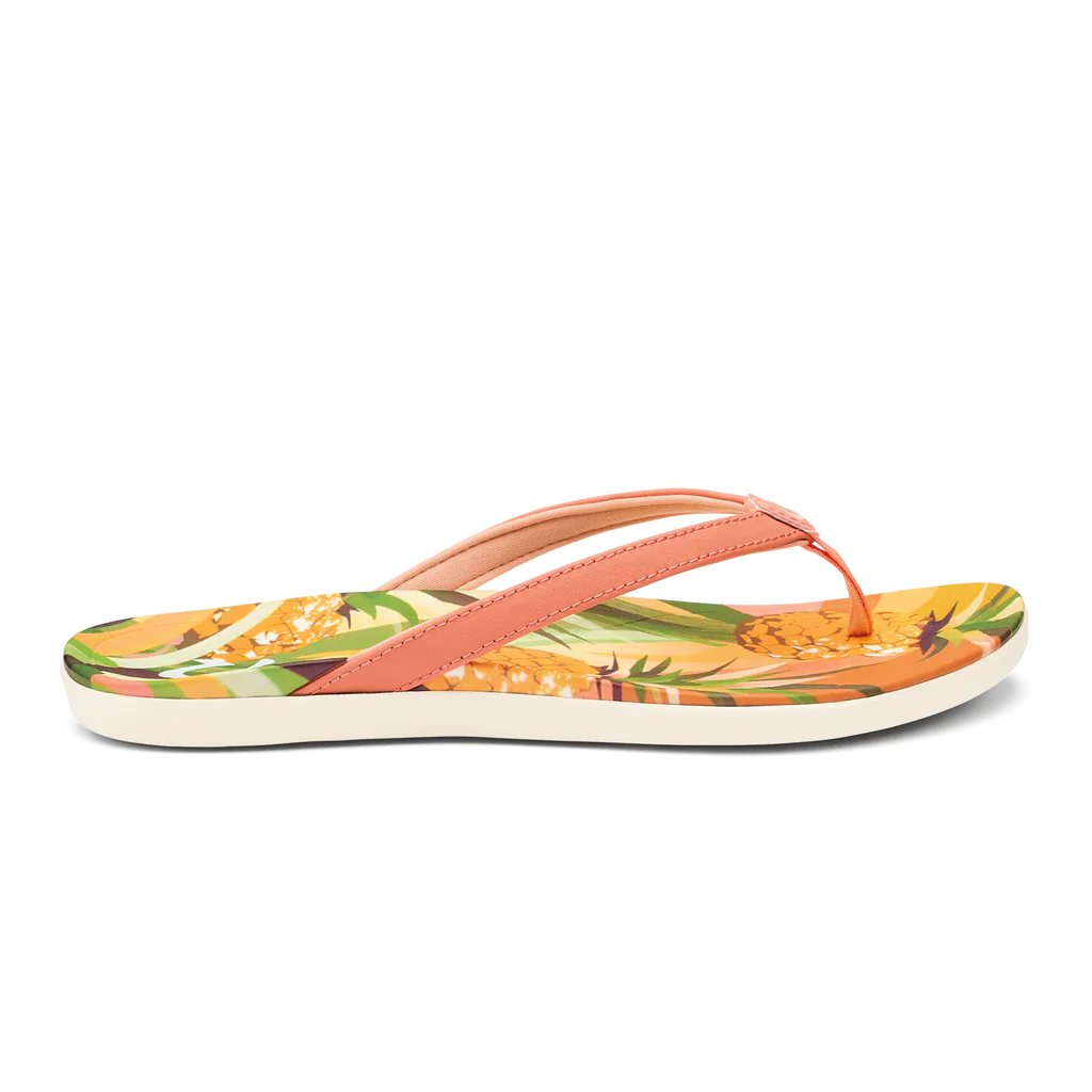 Women's Olukai Ho'opio Hau Color: Shell Coral / Pineapple